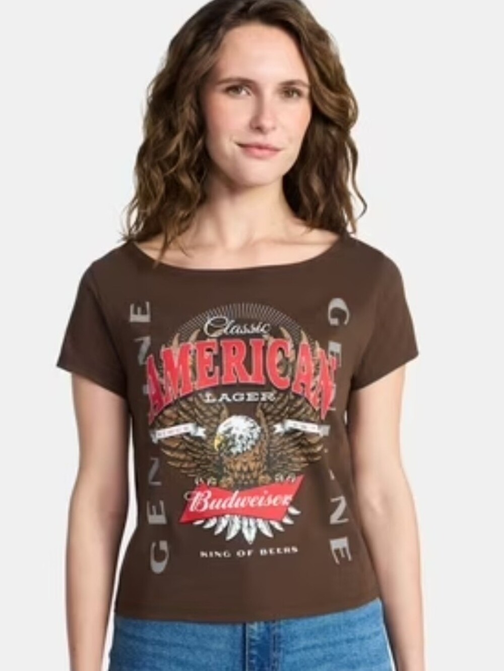 Budweiser Brown Short-Sleeve Graphic Tee with Red Accents